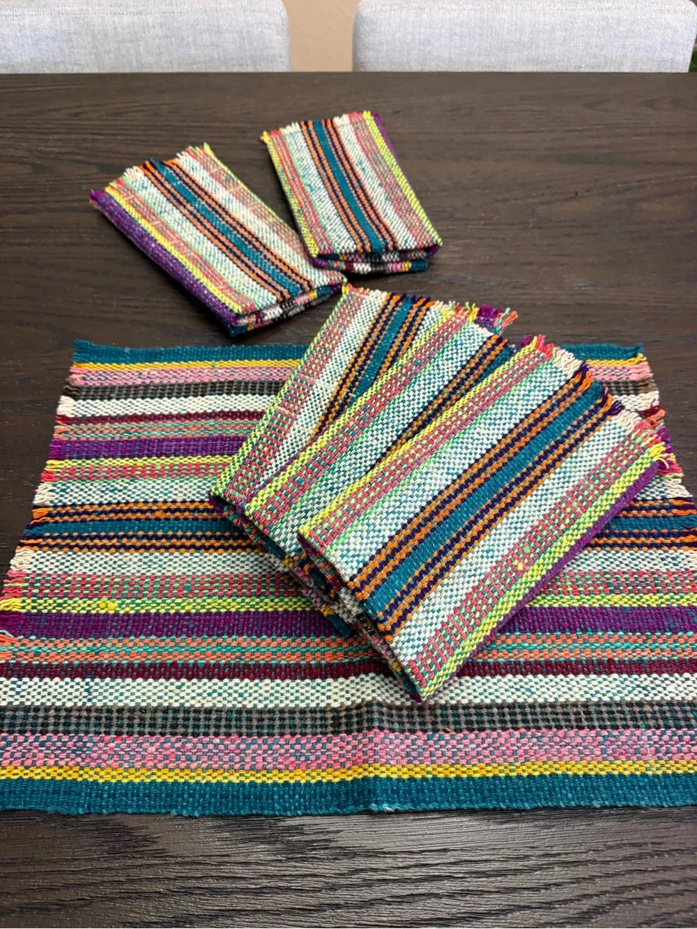 Illari Handmade Peruvian 100% Sheep Wool Placemats Set of 6 Woven Artisan